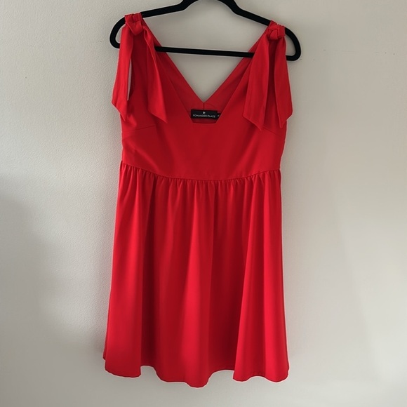 Tuckernuck Pomander Place Red Babydoll Dress with Bows Size XS Preppy Resortwear - Picture 3 of 8